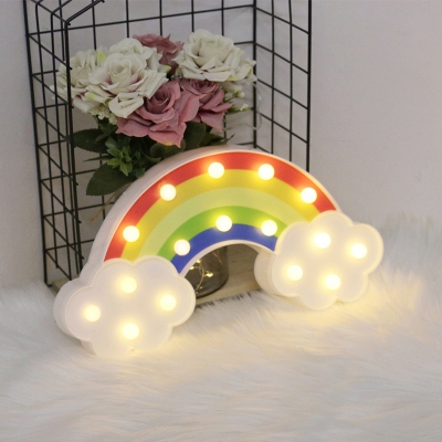 White Rainbow Battery Night Light Cartoon LED Plastic Wall Lamp Kit for Baby Room
