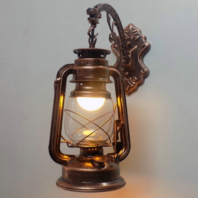 1-Light Lantern Wall Sconce Lighting Nautical Clear Glass Wall Mounted Fixture for Garage