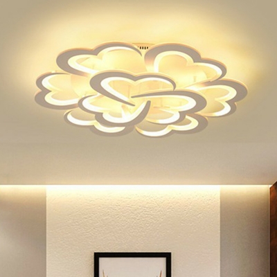 Clover Corridor LED Ceiling Flush Mount Light Acrylic Modernist Semi Mount Lighting in White