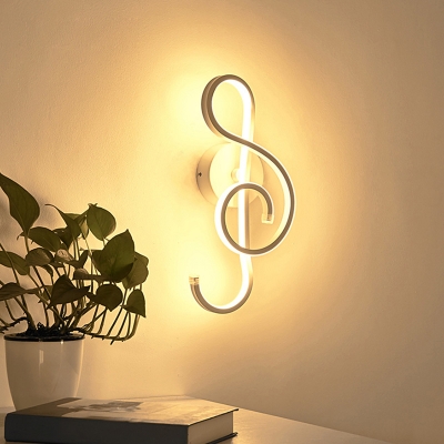 Musical Note LED Wall Sconce Lighting Minimalistic Metal Bedroom Wall Mounted Lamp