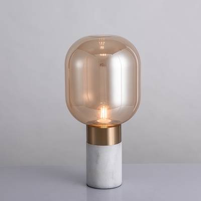 Pill Capsule Bedroom Night Light Glass 1-Bulb Postmodern Style Marble Table Lamp