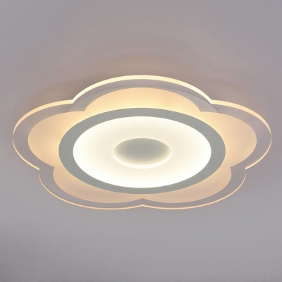 Simple LED Flush Ceiling Light Clear Floweret Flush Mounted Lamp with Acrylic Shade