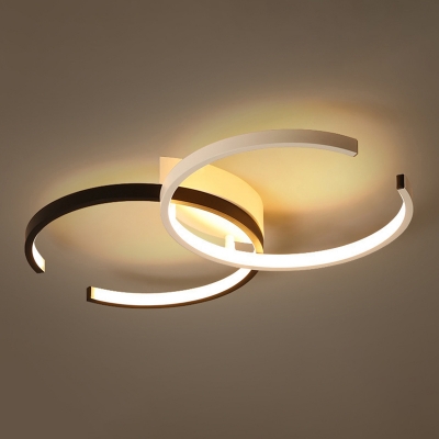 Acrylic Double C LED Ceiling Lamp Minimalism Black and White Flush-Mount Light Fixture