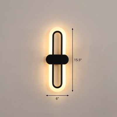 Black Elliptical LED Wall Lamp Fixture Minimalism Acrylic Wall Sconce for Bedroom