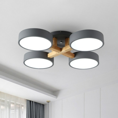Branching LED Flush Mount Lamp Nordic Acrylic Bedroom Semi Flush Mount Ceiling Light