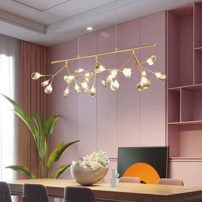 Clear Glass Firefly LED Hanging Light Nordic Island Ceiling Light for Dining Room