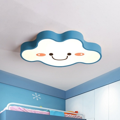 Cloud Shaped Nursery Flush Mount Lamp Metal LED Cartoon Ceiling Lighting Fixture