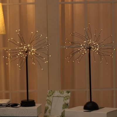 Decorative Firefly LED Table Lamp Metallic Bedroom Night Lighting Ideas in Black