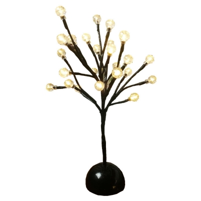 Flower Tree LED Table Light Romantic Modern Plastic Bedroom Battery Nightstand Lamp in Black
