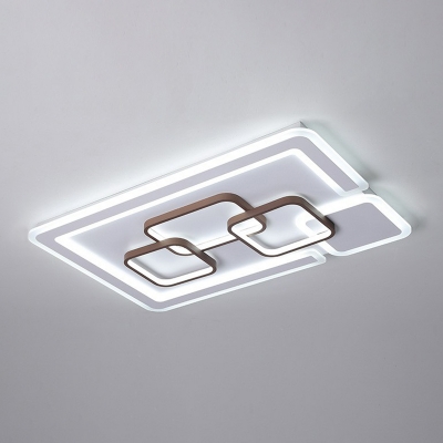 Geometry Family Room LED Flush Mount Acrylic Contemporary Ceiling Light in Coffee
