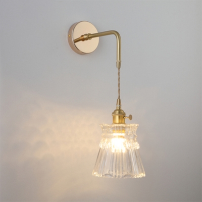 Gold Finish 1-Light Wall Mount Lamp Loft Textured Glass Floral Wall Hanging Light Fixture