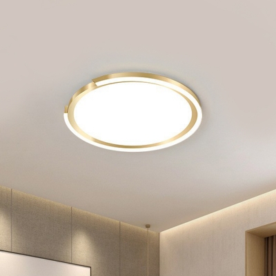 Golden Disk LED Flush Mount Lamp Simplicity Metal Ceiling Light with Acrylic Diffuser