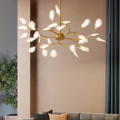 Minimalist Swirling Branch Chandelier Lighting Metallic Dining Room LED Pendant Light