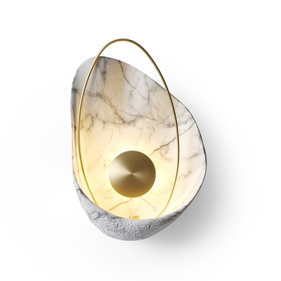 Minimalistic Shell Sconce Lighting Resin Living Room LED Wall Light Fixture with Metallic Ellipse