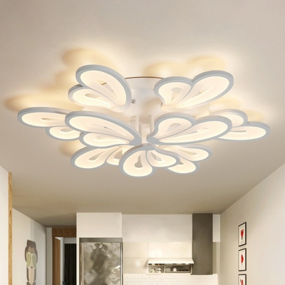 Modern Butterfly Semi-Flush Mount Ceiling Light Acrylic Living Room LED Flushmount in White