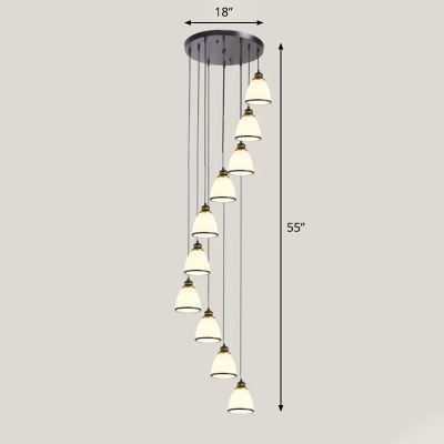 Modern Multiple Hanging Light Kit Geometric Suspension Pendant Light with Glass Shade