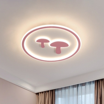 Mushroom and Disc Shaped Flush Light Creative Acrylic Nursery LED Flush Mount Ceiling Fixture
