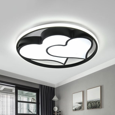 Nordic LED Surface Mount Ceiling Light Black Geometrical Flushmount with Acrylic Shade
