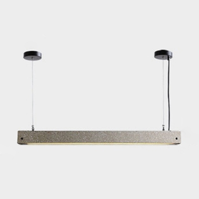 Nordic Rectangular Linear Suspension Lighting Cement Dining Room LED Pendant Ceiling Light in Grey