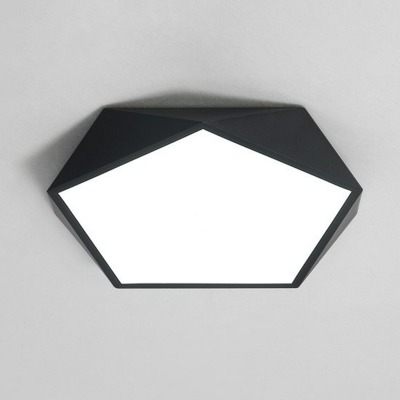 Pentagon Shape LED Flush Mount Ceiling Fixture Macaron Metal Bedroom LED Flushmount Light