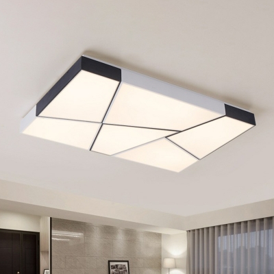 Splicing Acrylic LED Flush Ceiling Light Fixture Minimalist Black and White Flush Mounted Lamp