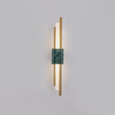 Stick Shaped LED Wall Mounted Light Simplicity Acrylic Living Room Wall Sconce with Marble Decor in Green