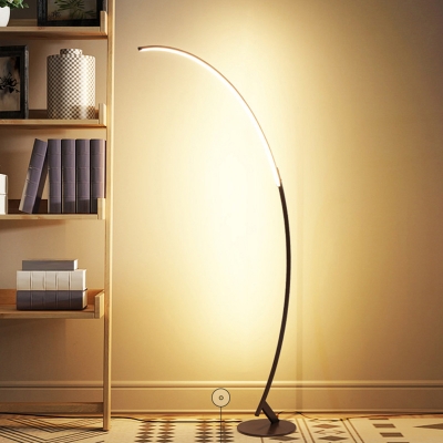 Coffee Curve LED Standing Light Minimalistic Metal Floor Lighting for Living Room