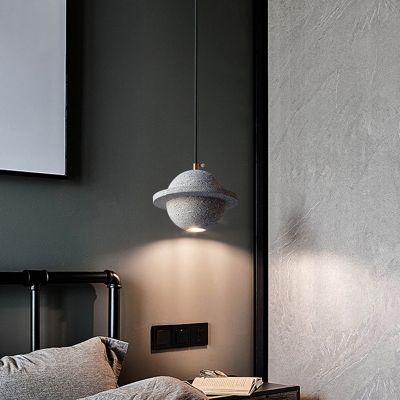 Cement Planet Shaped LED Suspension Lighting Nordic Style 1 Bulb Pendant Ceiling Light