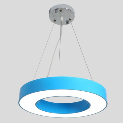 Circular LED Chandelier Light Fixture Kids Style Metal Playroom Suspension Lighting