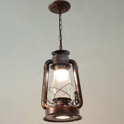 Clear Glass Kerosene Ceiling Pendant Rustic Single Restaurant Hanging Light Fixture