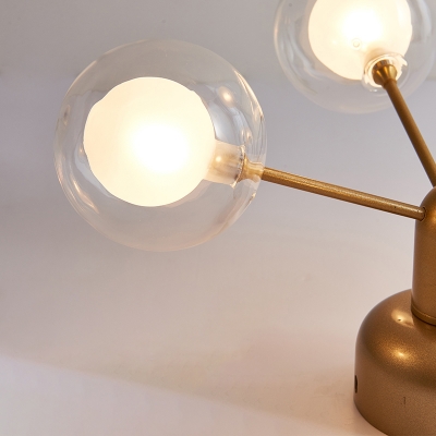 Clear Glass Sphere LED Semi Flush Light Nordic Style Flush Mount Ceiling Chandelier