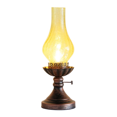 Crackle Glass Bronze Table Light Oil Lamp Shaped 1 Head Nautical Nightstand Lighting
