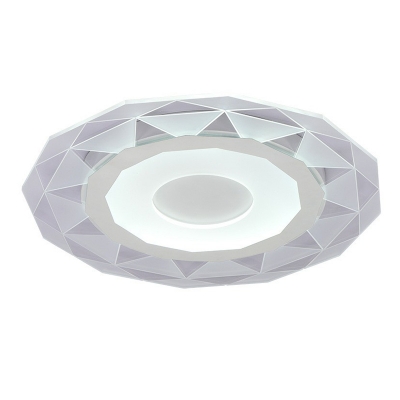 Diamond-Cut Ultrathin Flush Light Fixture Modern Acrylic Clear LED Flushmount Ceiling Lamp