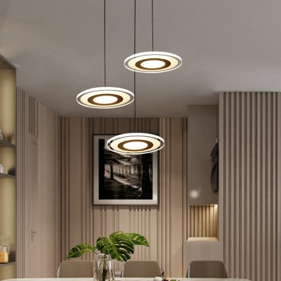 Disk Acrylic LED Cluster Pendant Lighting Minimalist 3-Light Clear Hanging Light Fixture
