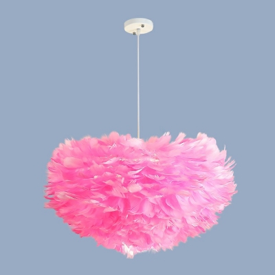 Feather Dome Chandelier Pendant Nordic Ceiling Suspension Lamp for Girls Bedroom
