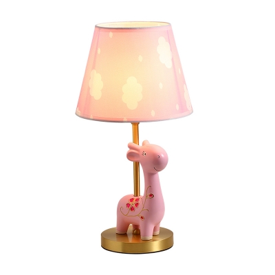 Giraffe Nightstand Light Cartoon Resin 1-Head Bedside Table Lighting with Empire Shade