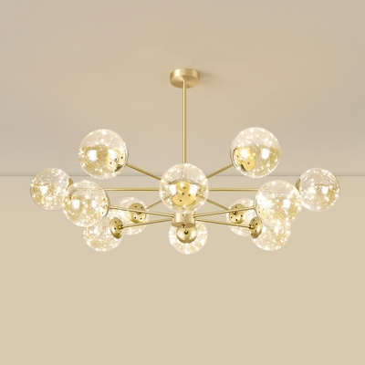 Gold Plated Sputnik Chandelier Designer Clear Ball Glass LED Pendant Light Fixture