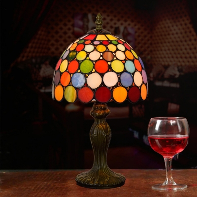 Hand Cut Glass Circles Night Lamp Vintage 1 Bulb Orange Table Lighting for Living Room