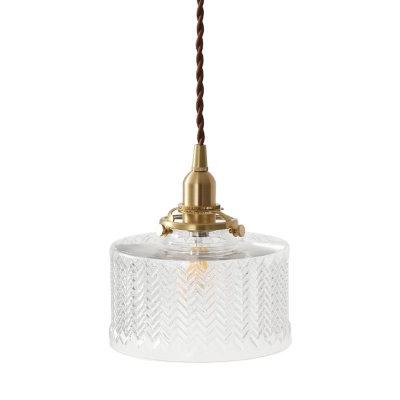 Industrial Geometric Shaped Drop Pendant Single Clear Glass Hanging Light in Gold