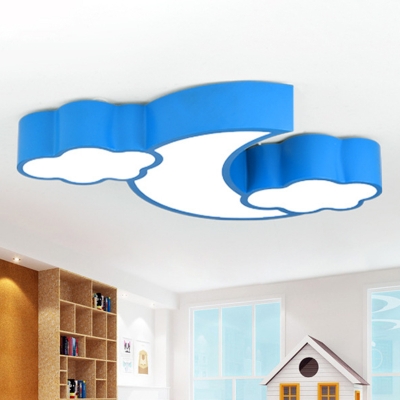 Kids LED Ceiling Lighting Moon and Cloud Shaped Flush Mount Lamp with Acrylic Shade