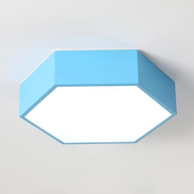 Macaron LED Ceiling Flush Light Hexagon Flush-Mount Light Fixture with Acrylic Shade