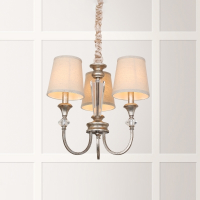 Metallic Candelabra Pendant Lamp Country Style Restaurant Chandelier Light with Crystal Deco