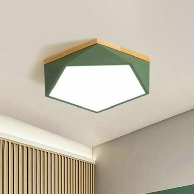 Pentagon Faceted Ceiling Lamp Minimalist Metallic Bedroom LED Flush Mounted Light