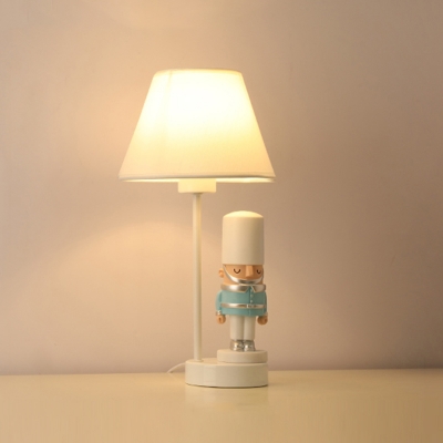 Resin Trooper Table Lighting Kid 1 Bulb Nightstand Lamp with Lampshade for Boys Bedroom