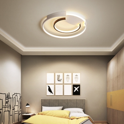 Simplicity Circle LED Flush Mount Lighting Acrylic Bedroom Ceiling Light in Black-White