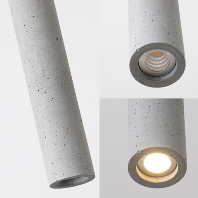 Tube Shaped Dining Room Suspension Light Cement Single Minimalist Pendant Light Fixture