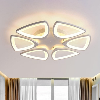 White Flower Shape LED Flush Light Contemporary Metal Semi Flush Ceiling Light for Living Room