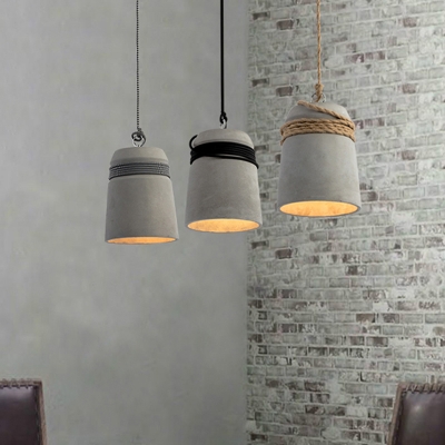 Bell Shade Dining Room Ceiling Light Cement 1 Head Minimalist Hanging Pendant Light