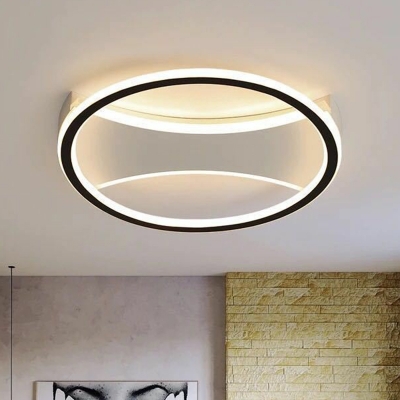 Black Halo Ring Ceiling Mount Lighting Simple Acrylic LED Flush Mount with Geometric Canopy