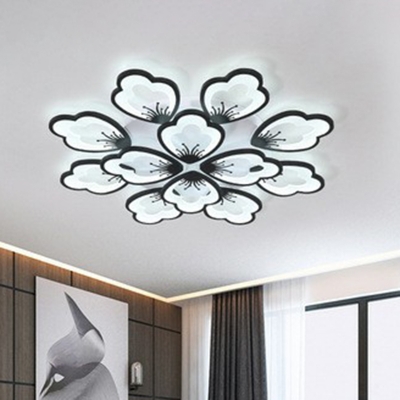 Blossom Acrylic Semi Flush Ceiling Light Contemporary LED Flushmount Lighting for Living Room